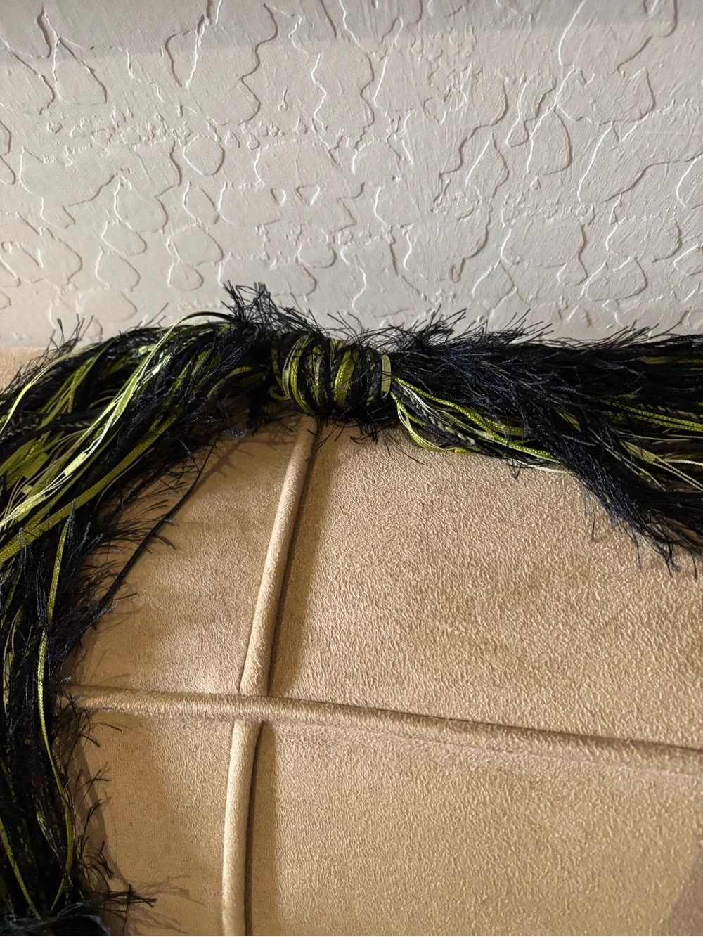 Fringe Scarf in Black and Lime.